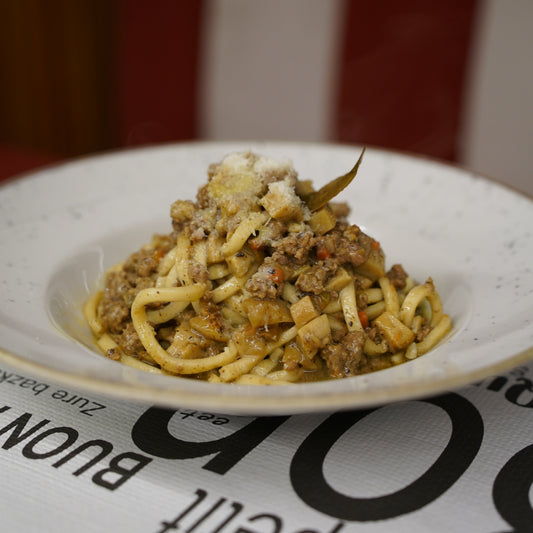 Pici al Ragù Bianco, Porcini e Tartufo